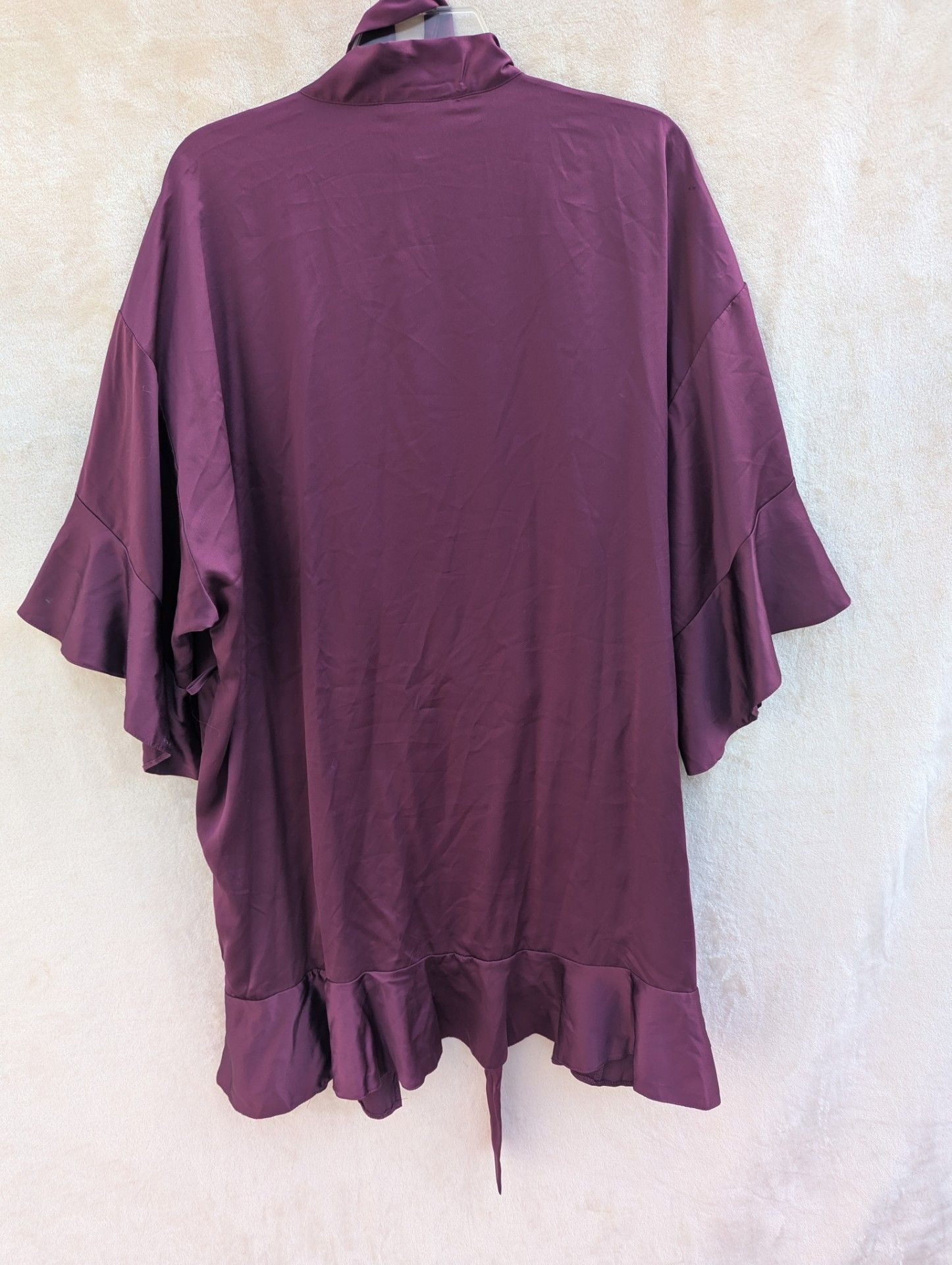 Victoria's Secret Women's Purple Satin Flutter Short Sleeve Kimono Robe M/L 4