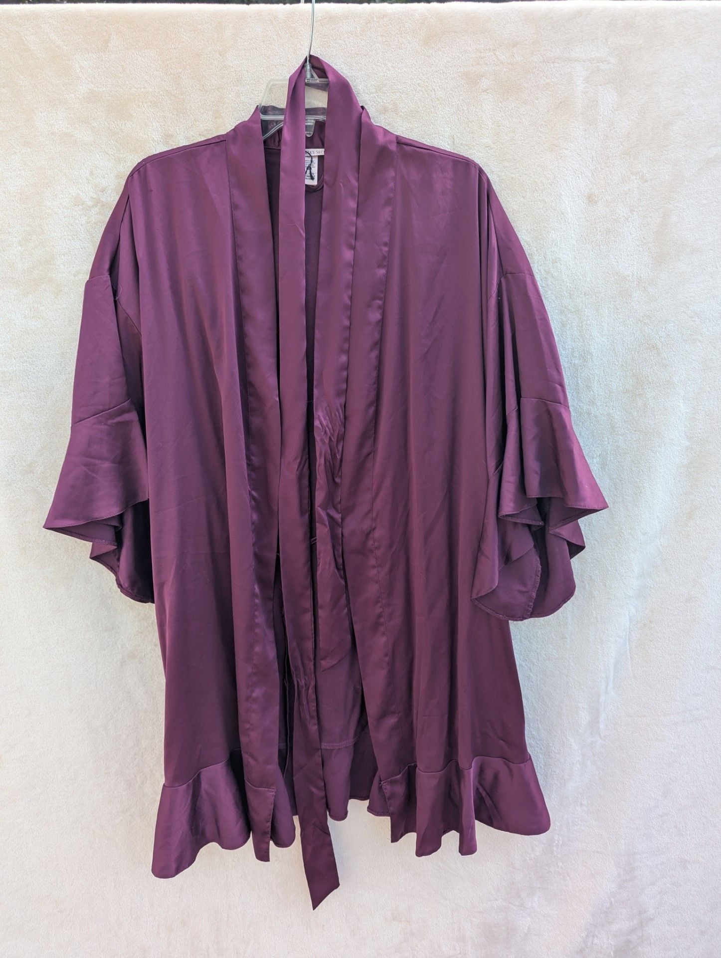 Victoria's Secret Women's Purple Satin Flutter Short Sleeve Kimono Robe M/L 5