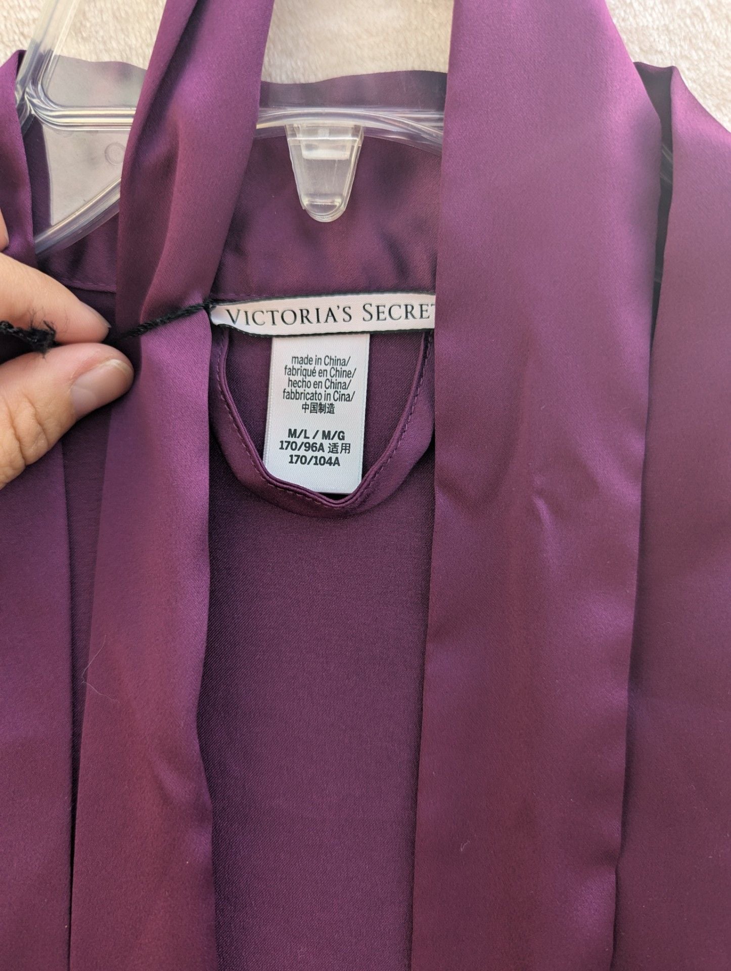 Victoria's Secret Women's Purple Satin Flutter Short Sleeve Kimono Robe M/L 6