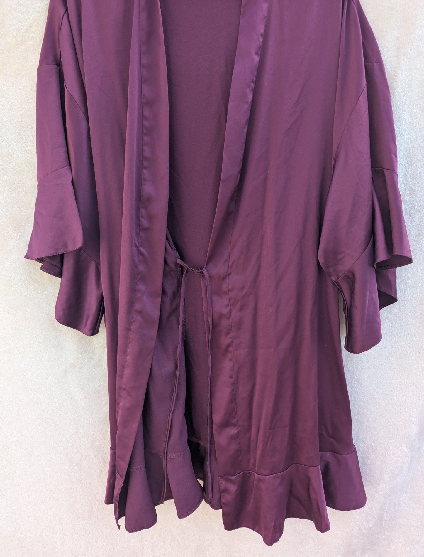 Victoria's Secret Women's Purple Satin Flutter Short Sleeve Kimono Robe M/L 3
