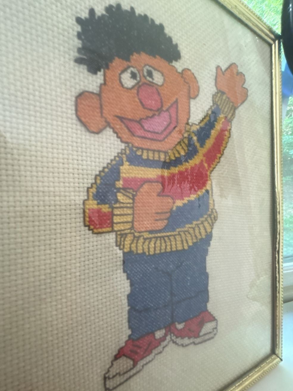 Vintage Sesame Street Bert and Ernie Handcrafted Cross Stitch Framed Pictures 6