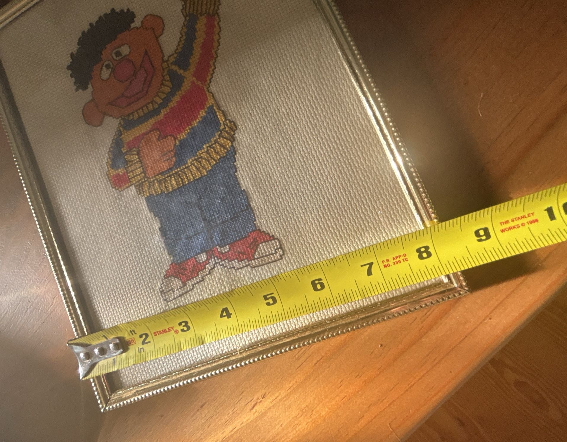 Vintage Sesame Street Bert and Ernie Handcrafted Cross Stitch Framed Pictures 9