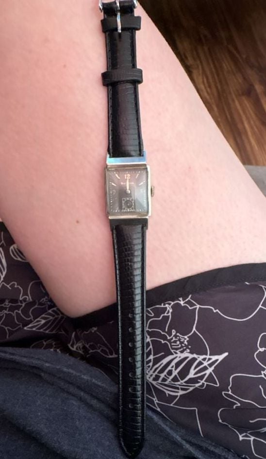 Vintage Bulova 10K Gold Filled Watch with Black Leather Strap Needs Battery 3