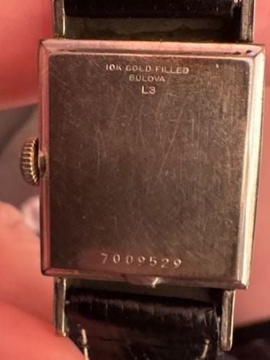 Vintage Bulova 10K Gold Filled Watch with Black Leather Strap Needs Battery 6