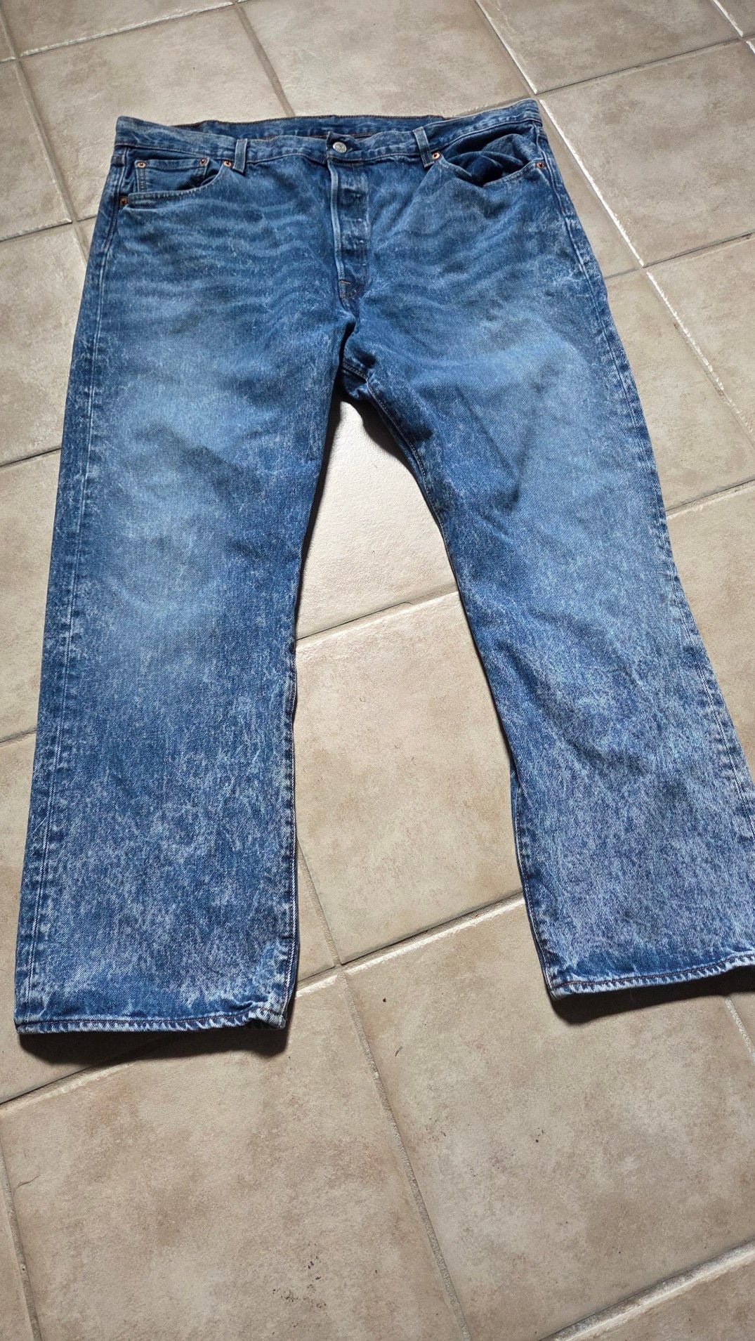 Levi's 501 Button Fly Acid Wash Jeans Size W42 L30 2