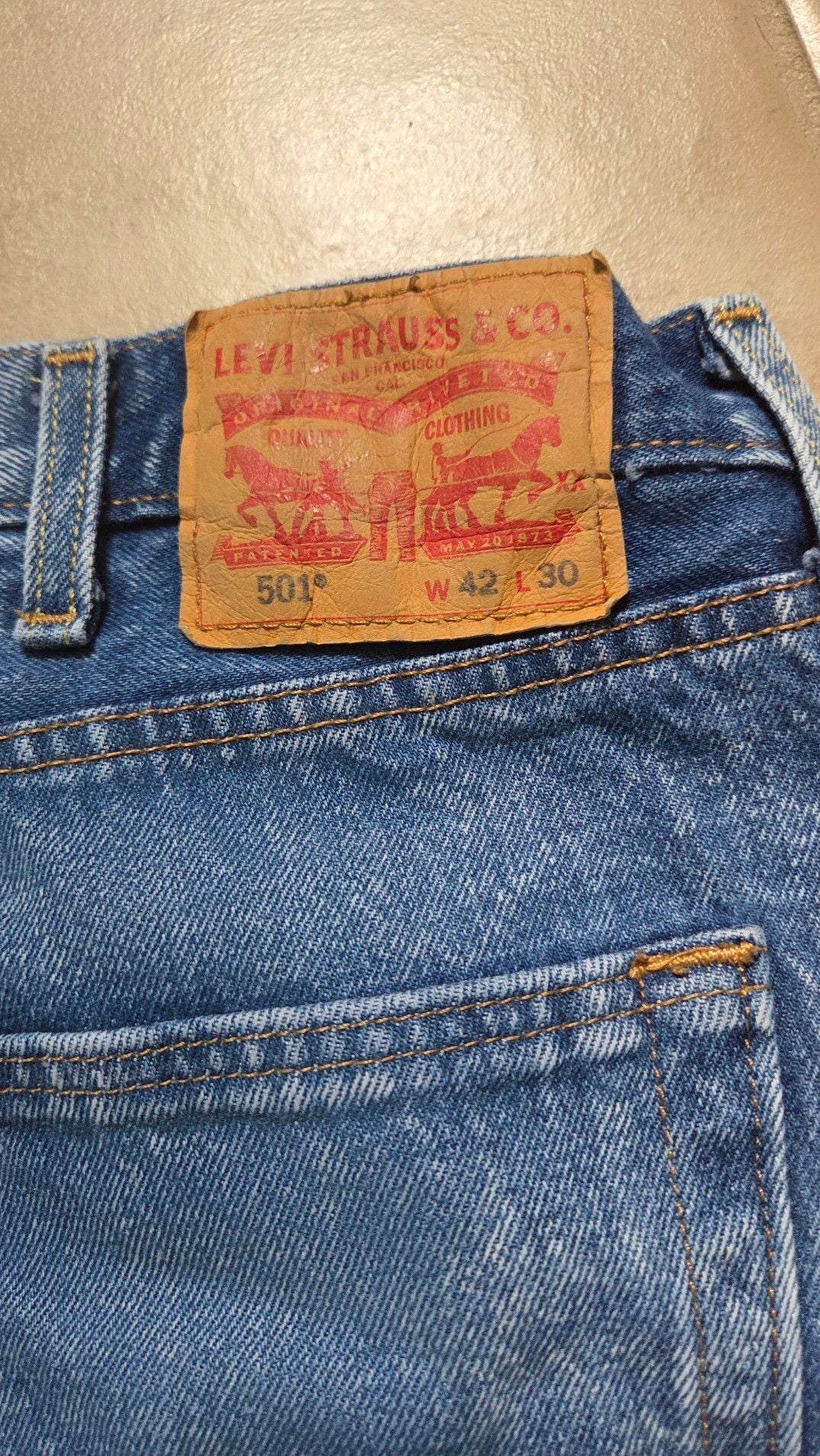 Levi's 501 Button Fly Acid Wash Jeans Size W42 L30 4