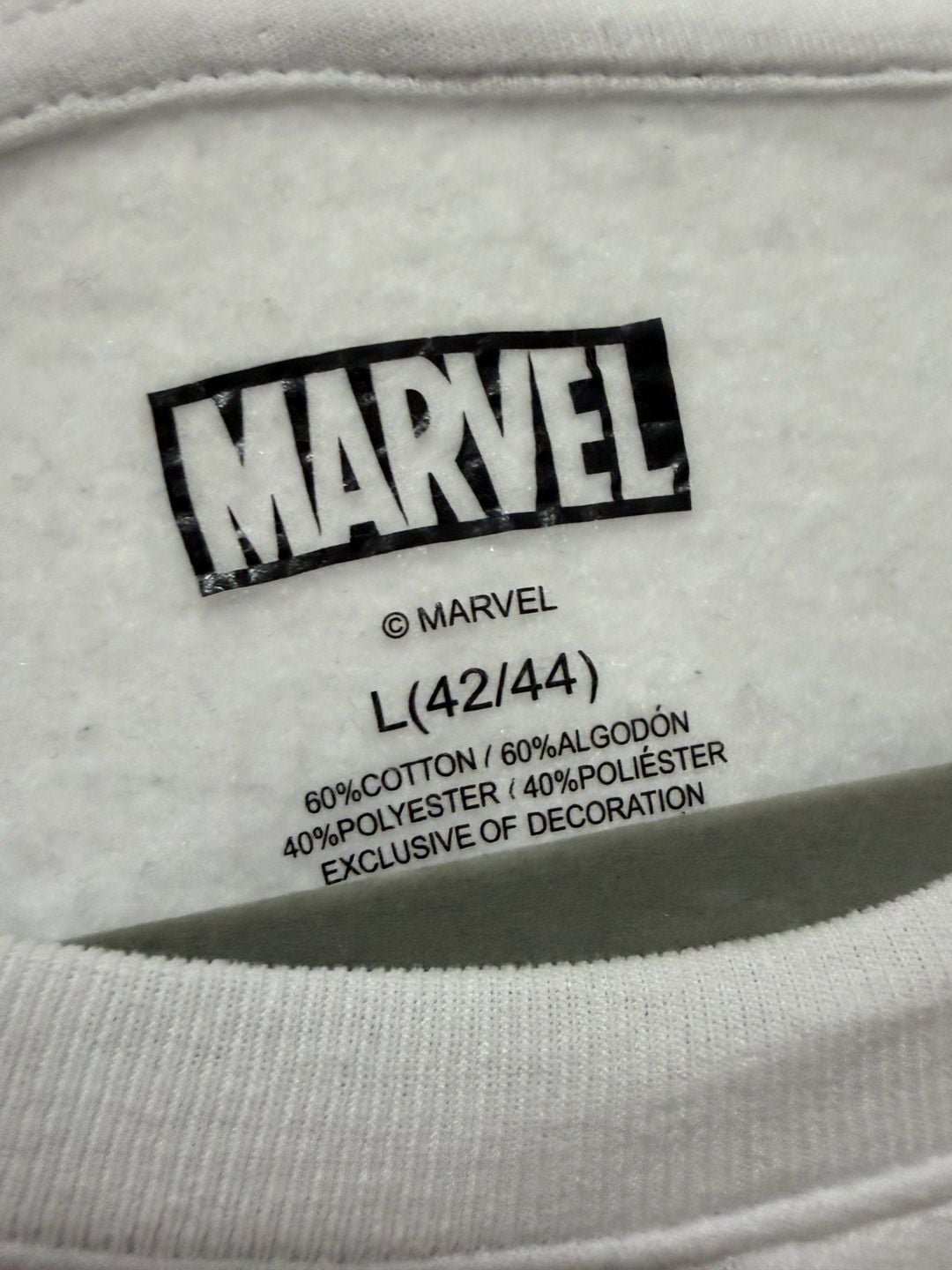 Marvel Deadpool Logo Embroidered Graphic Sweatshirt White Black Men's Large 2