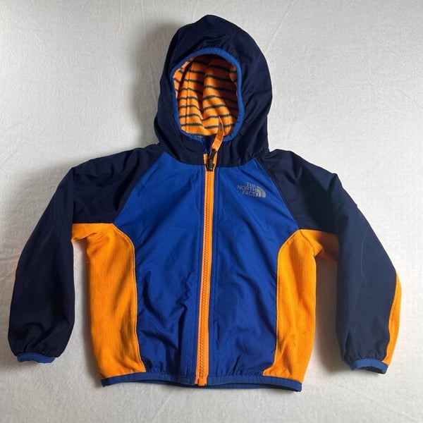 The North Face Reversible Blue Orange Hooded Infant Jacket 12-18M