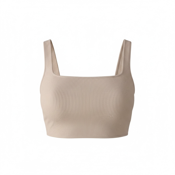 Kendall & Kylie Ribbed Square Neck Crop Tank Top