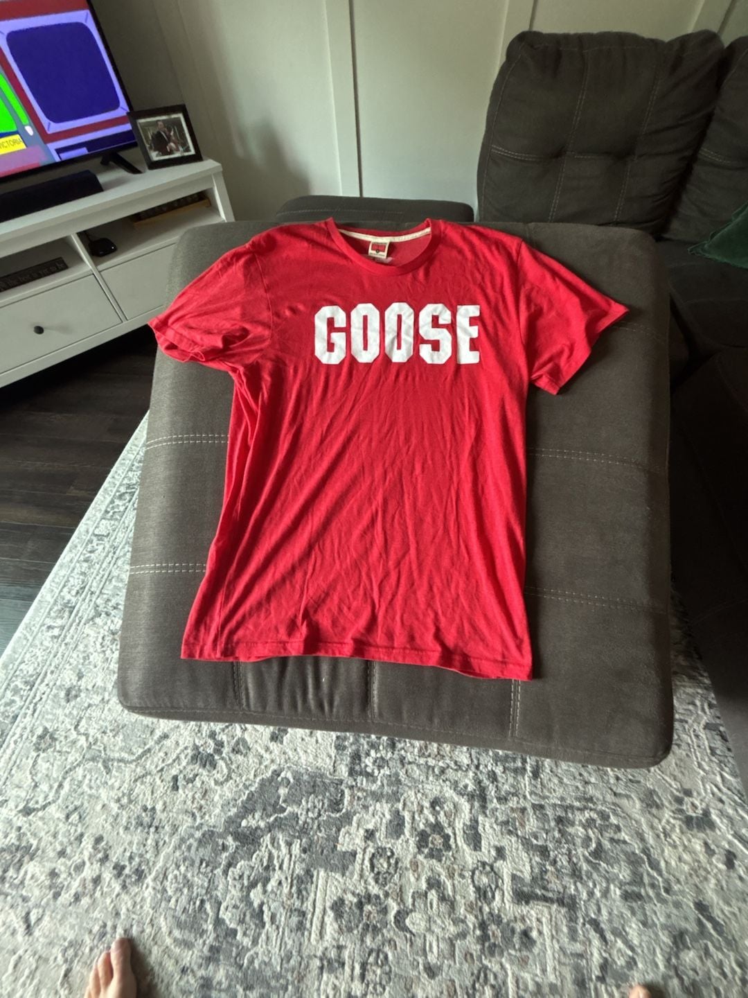 Homage Top Gun Goose Varsity T-Shirt Red Size L 2