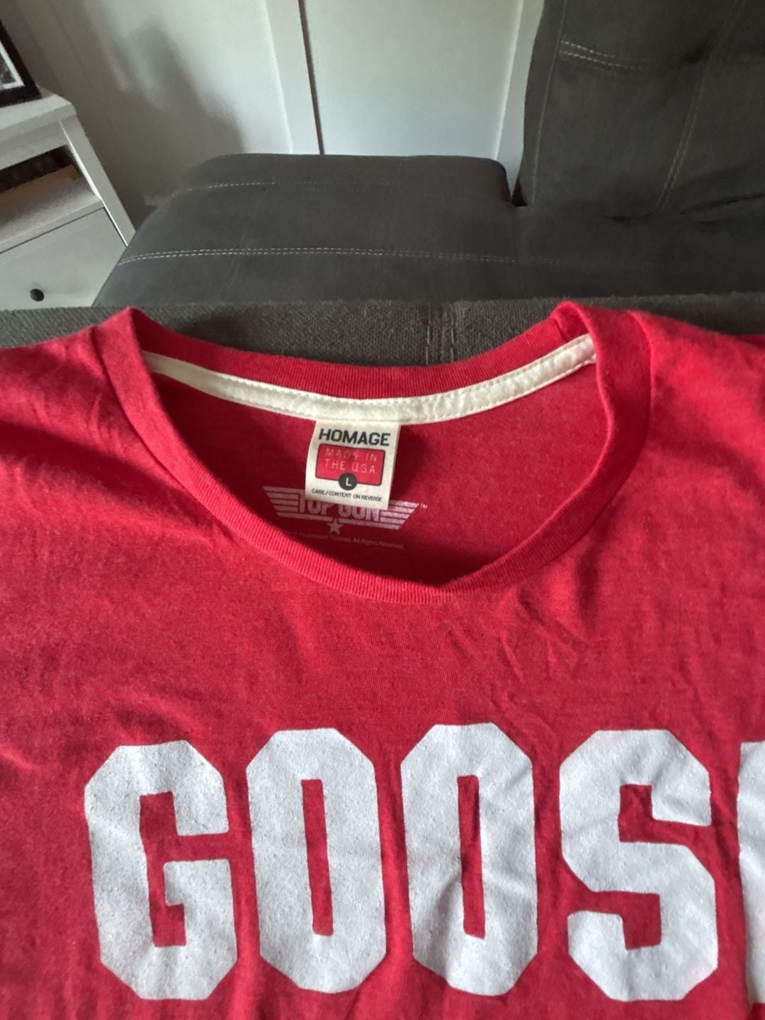 Homage Top Gun Goose Varsity T-Shirt Red Size L 3