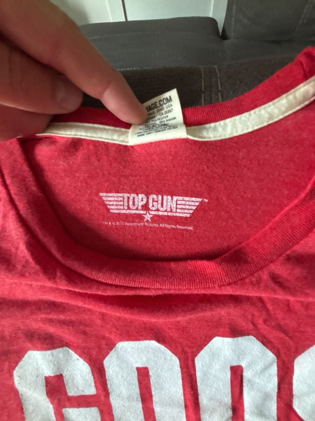 Homage Top Gun Goose Varsity T-Shirt Red Size L 4
