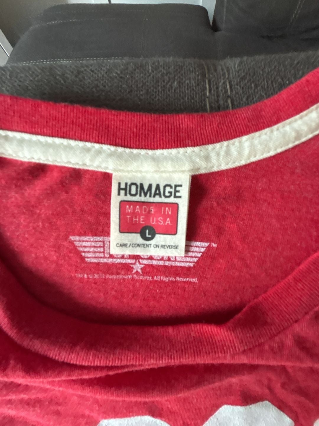 Homage Top Gun Goose Varsity T-Shirt Red Size L 5