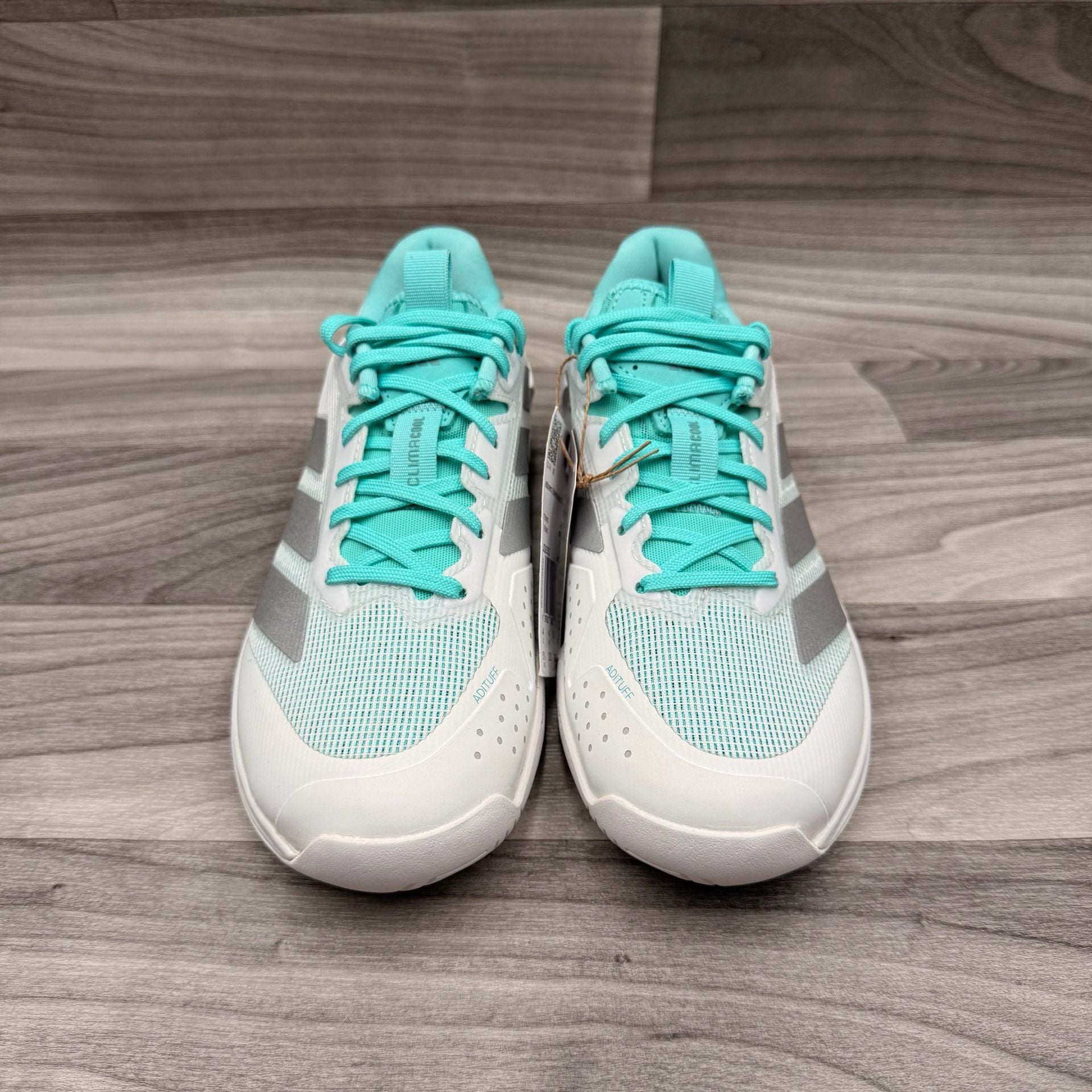 adidas Adizero Ubersonic 5 Tennis Sneakers White Silver Metallic Mint Ton 7