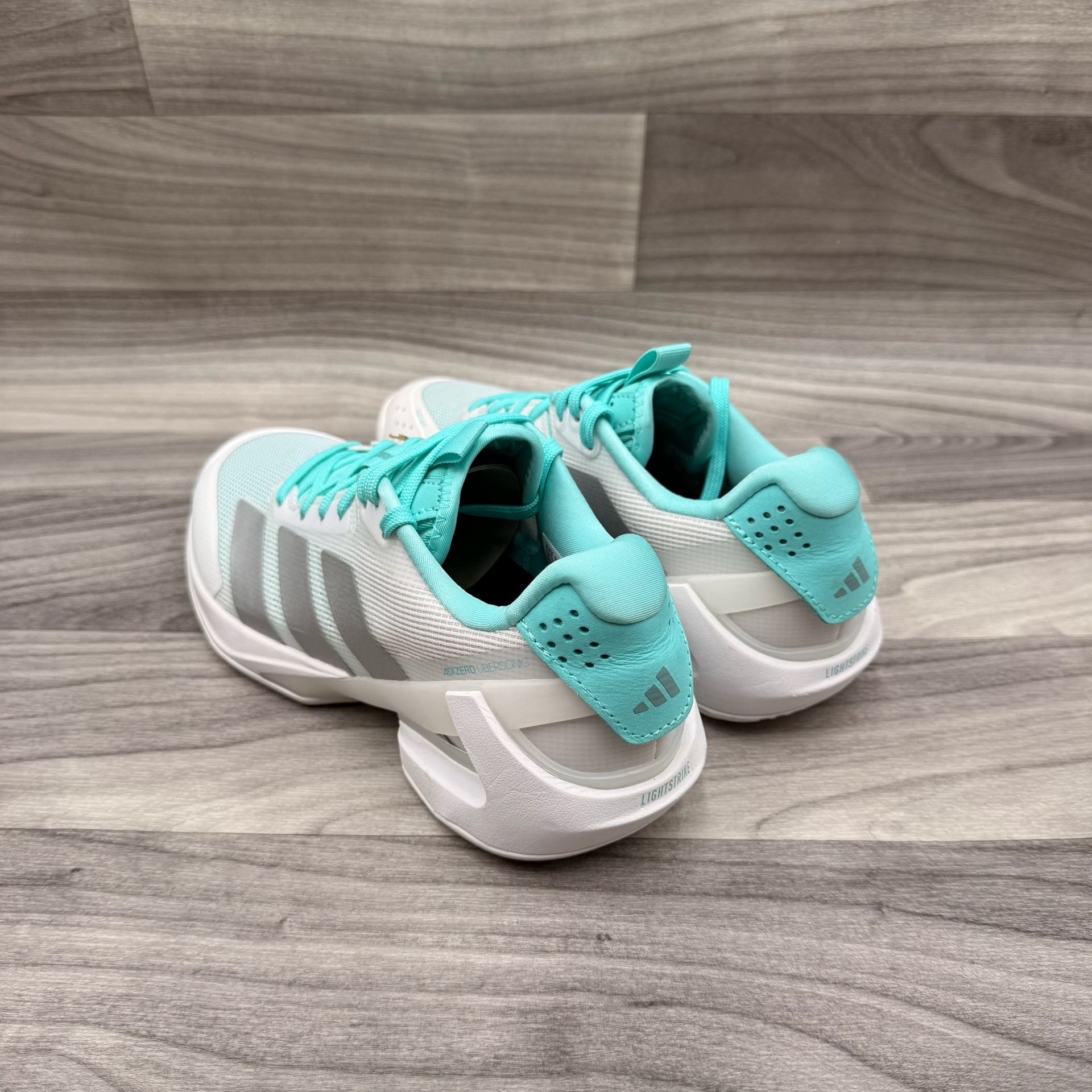 adidas Adizero Ubersonic 5 Tennis Sneakers White Silver Metallic Mint Ton 9