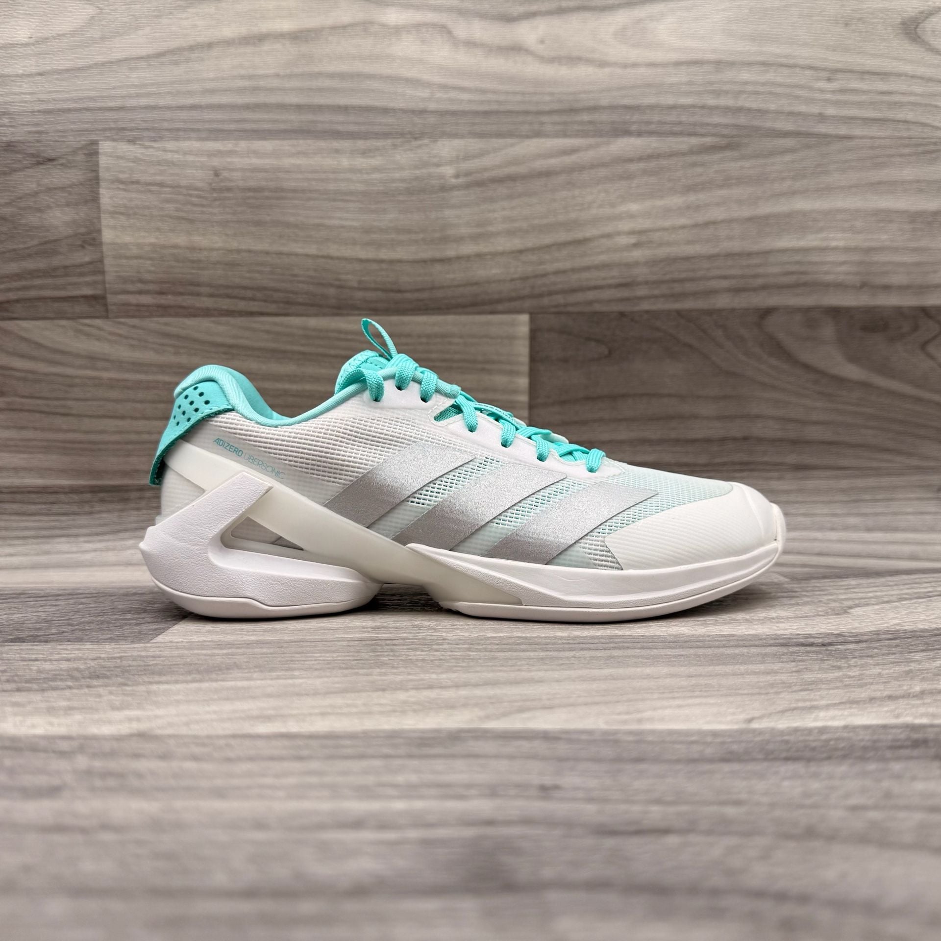 adidas Adizero Ubersonic 5 Tennis Sneakers White Silver Metallic Mint Ton 12