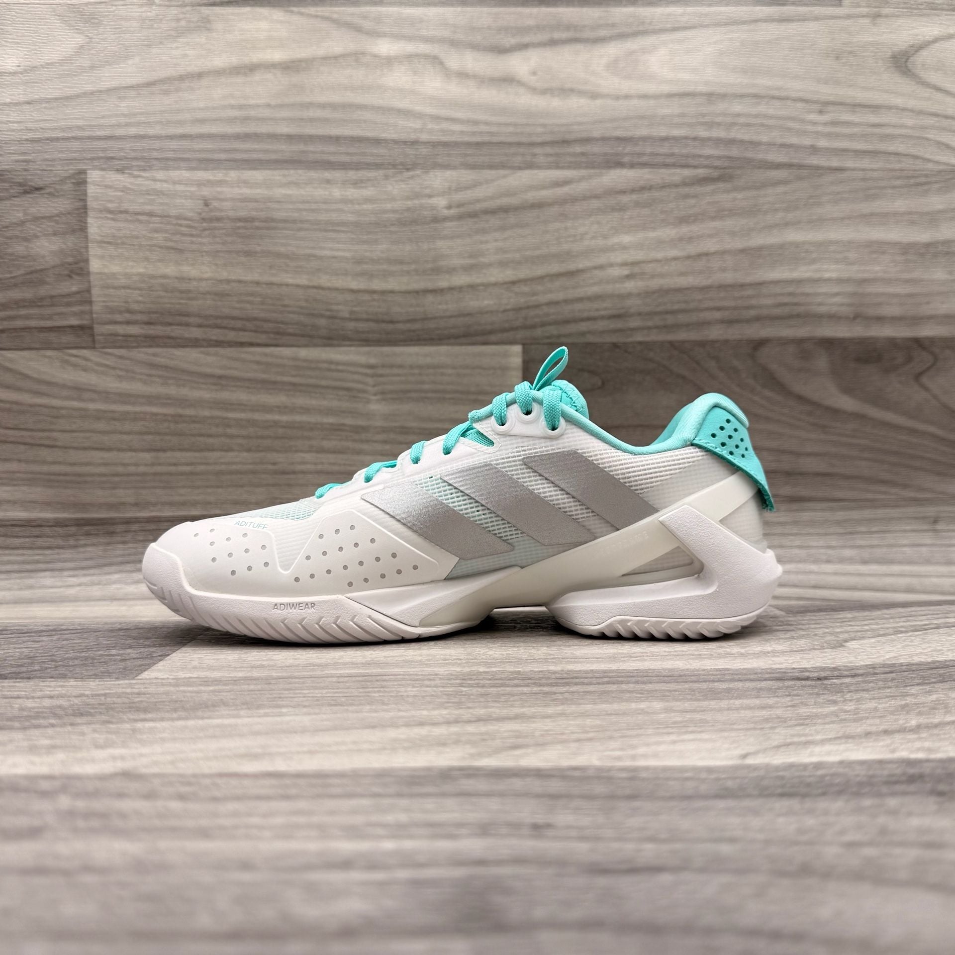adidas Adizero Ubersonic 5 Tennis Sneakers White Silver Metallic Mint Ton 13