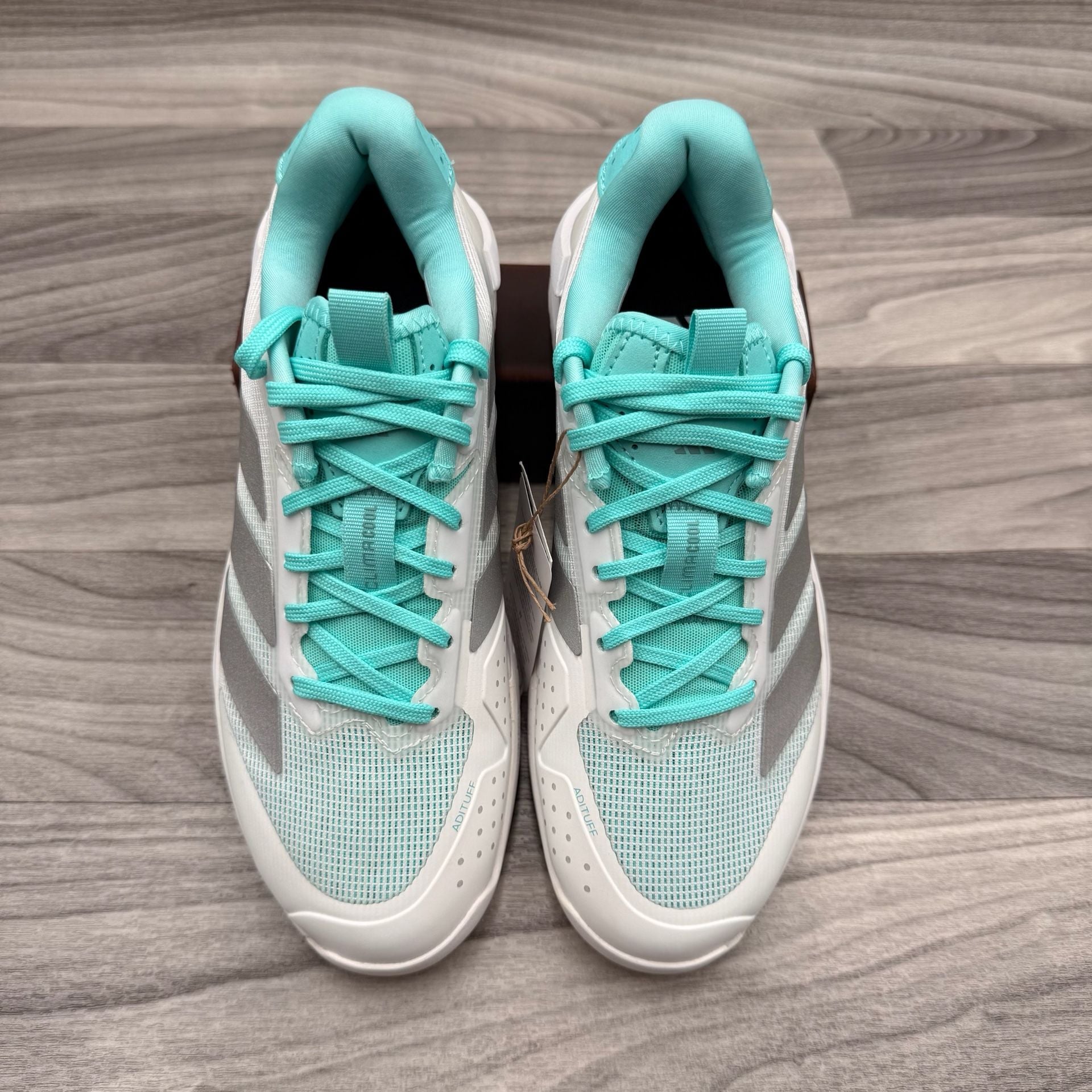 adidas Adizero Ubersonic 5 Tennis Sneakers White Silver Metallic Mint Ton 15