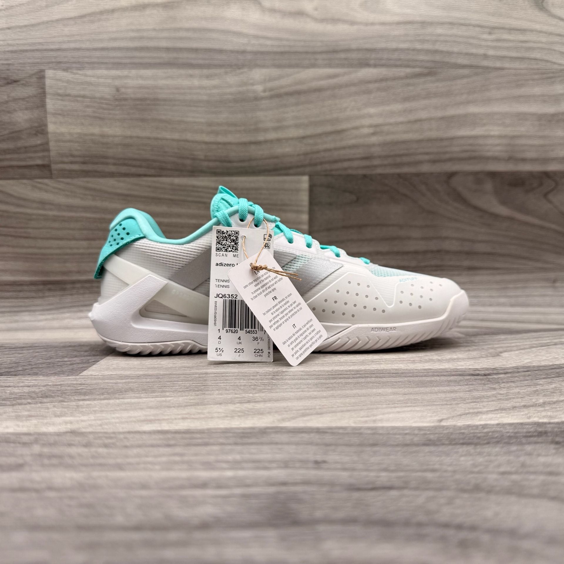 adidas Adizero Ubersonic 5 Tennis Sneakers White Silver Metallic Mint Ton 16