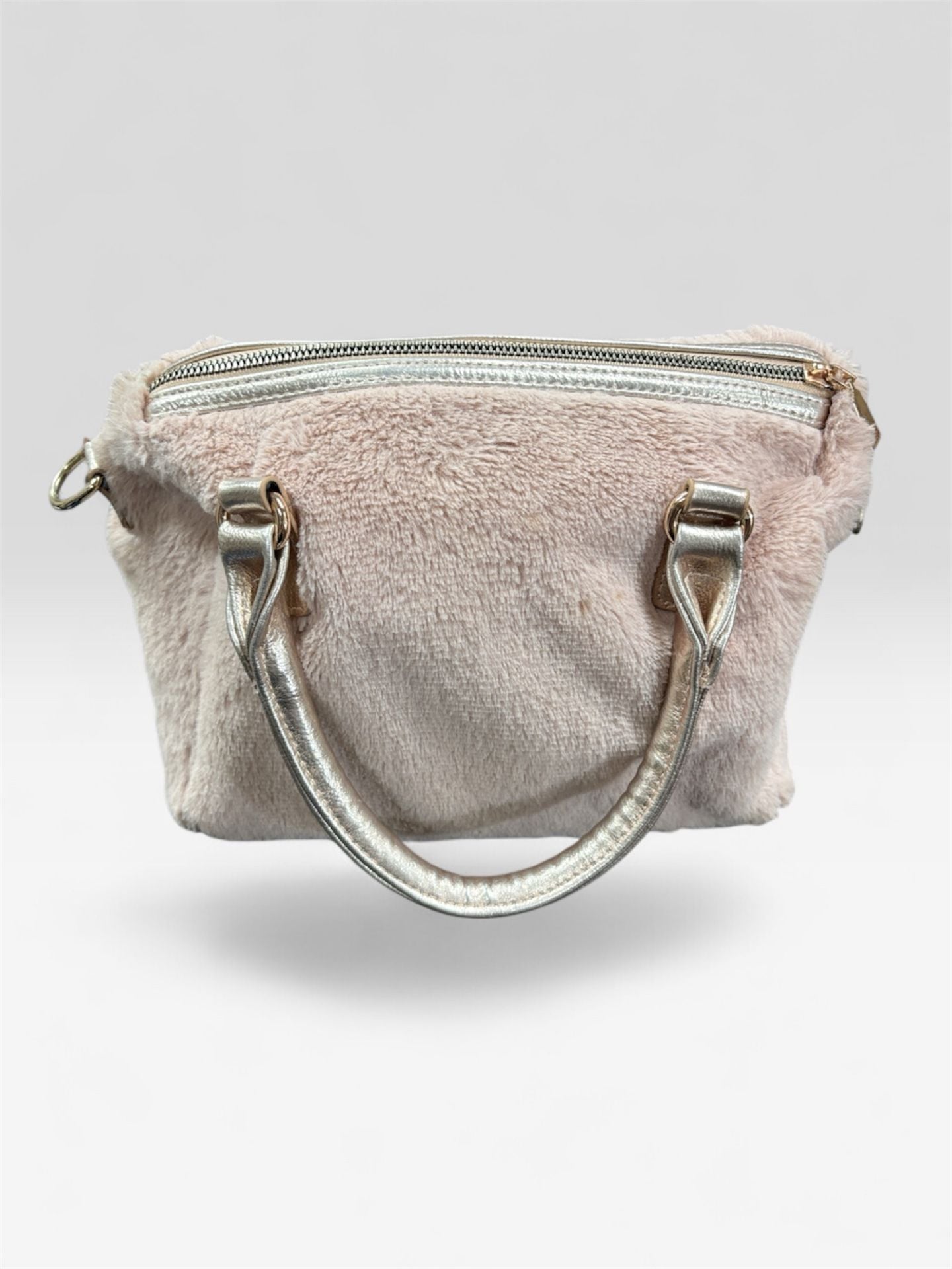 Juicy Couture Love Furry Friends Dusty Blush Pink Faux Fur Satchel Handbag 3