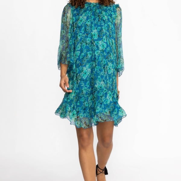 Johnny Was Raquel Floral Silk Minidress Small