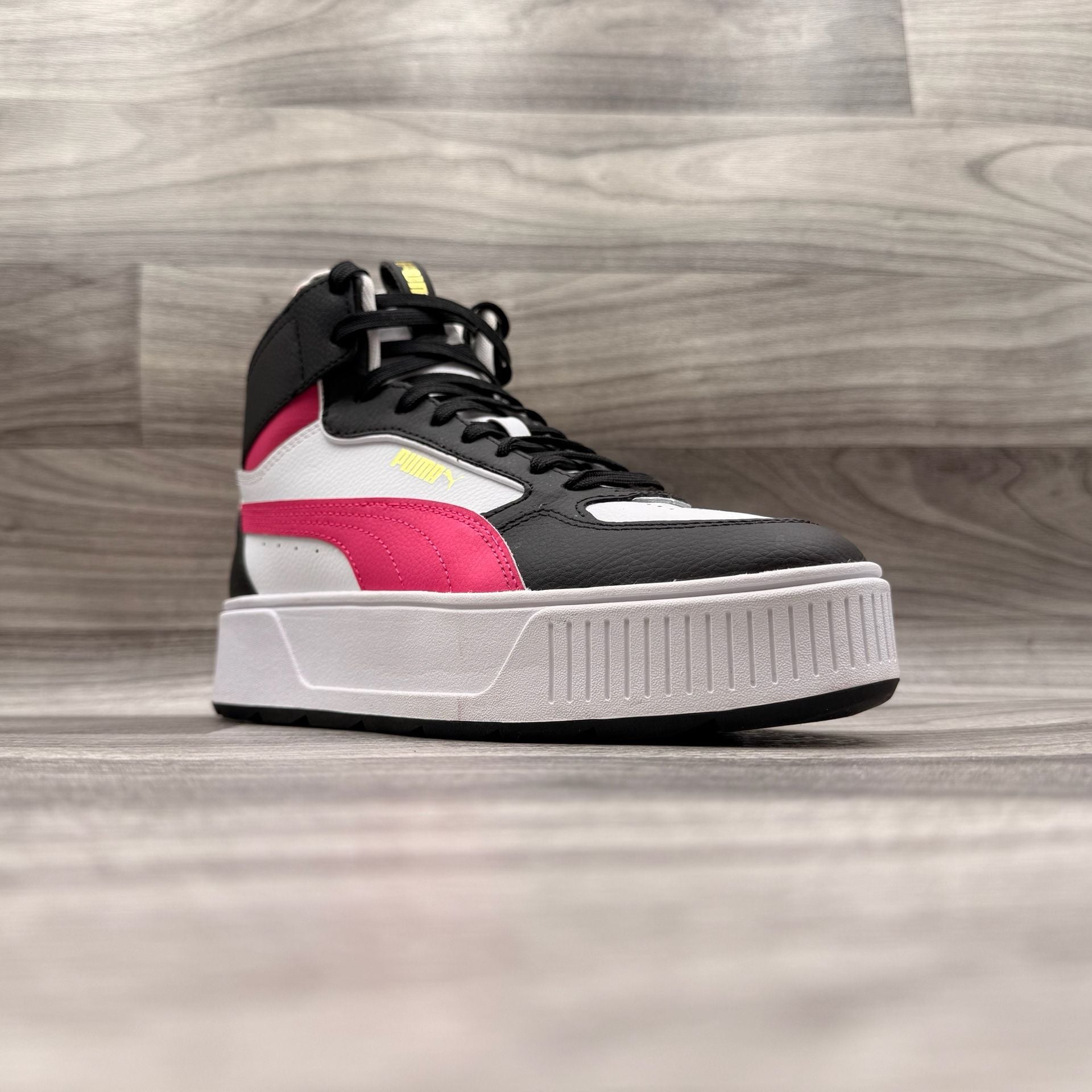 Puma Karmen Rebelle Mid Platform Women's White Black Fuchsia Sneakers 2