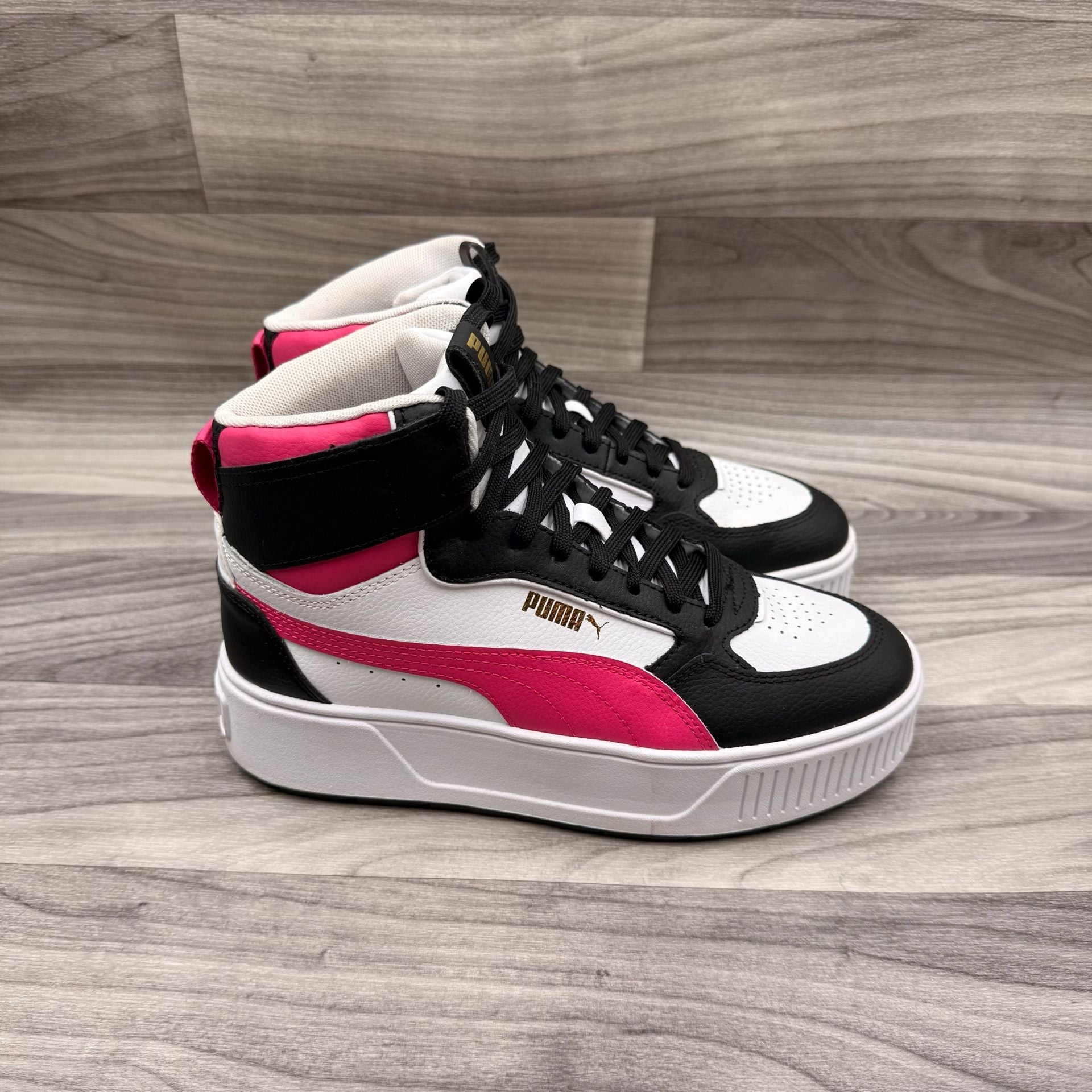 Puma Karmen Rebelle Mid Platform Women's White Black Fuchsia Sneakers 3