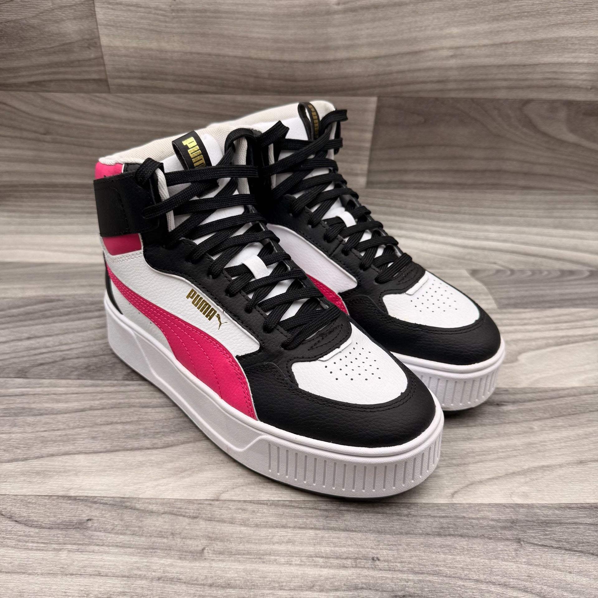 Puma Karmen Rebelle Mid Platform Women's White Black Fuchsia Sneakers 4