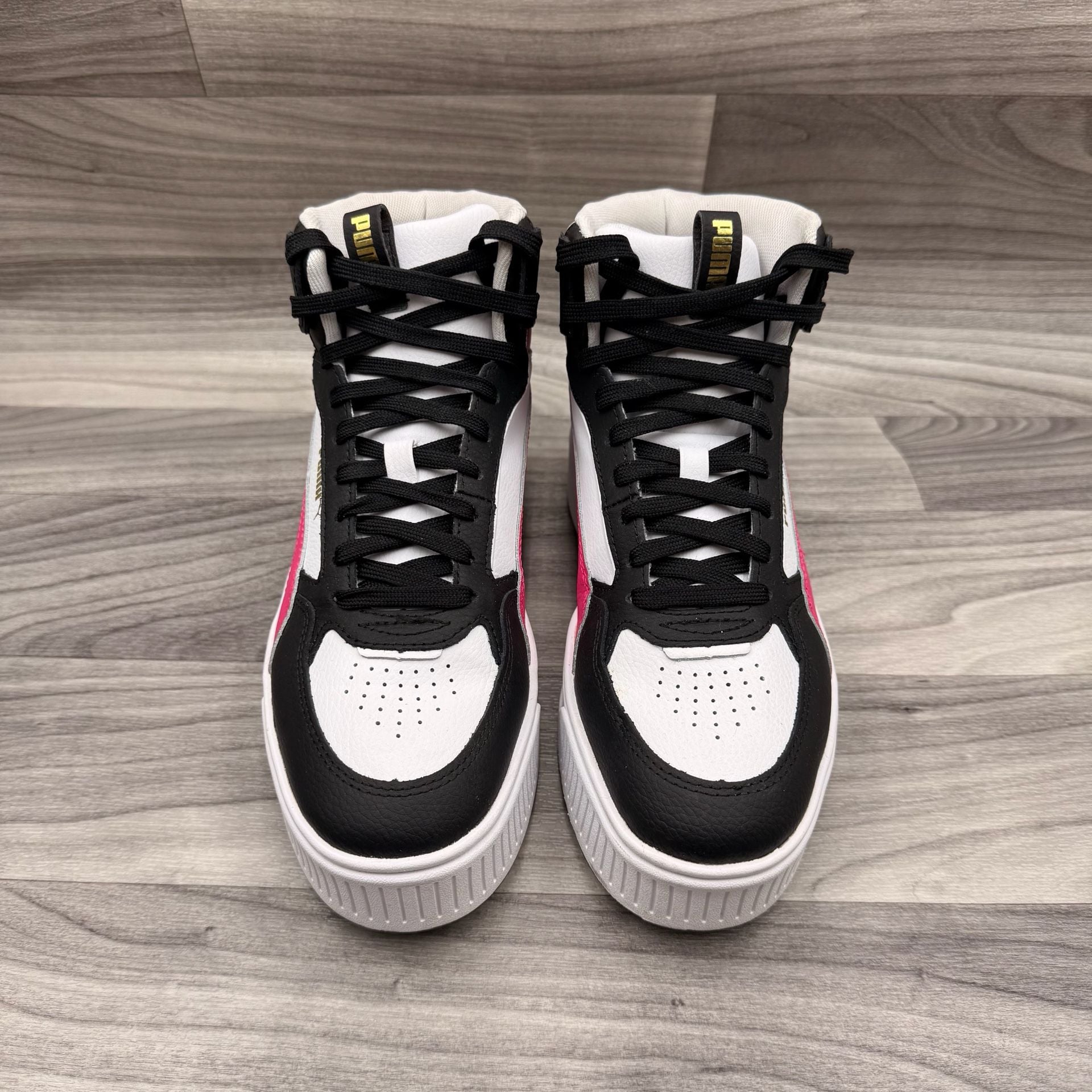 Puma Karmen Rebelle Mid Platform Women's White Black Fuchsia Sneakers 7
