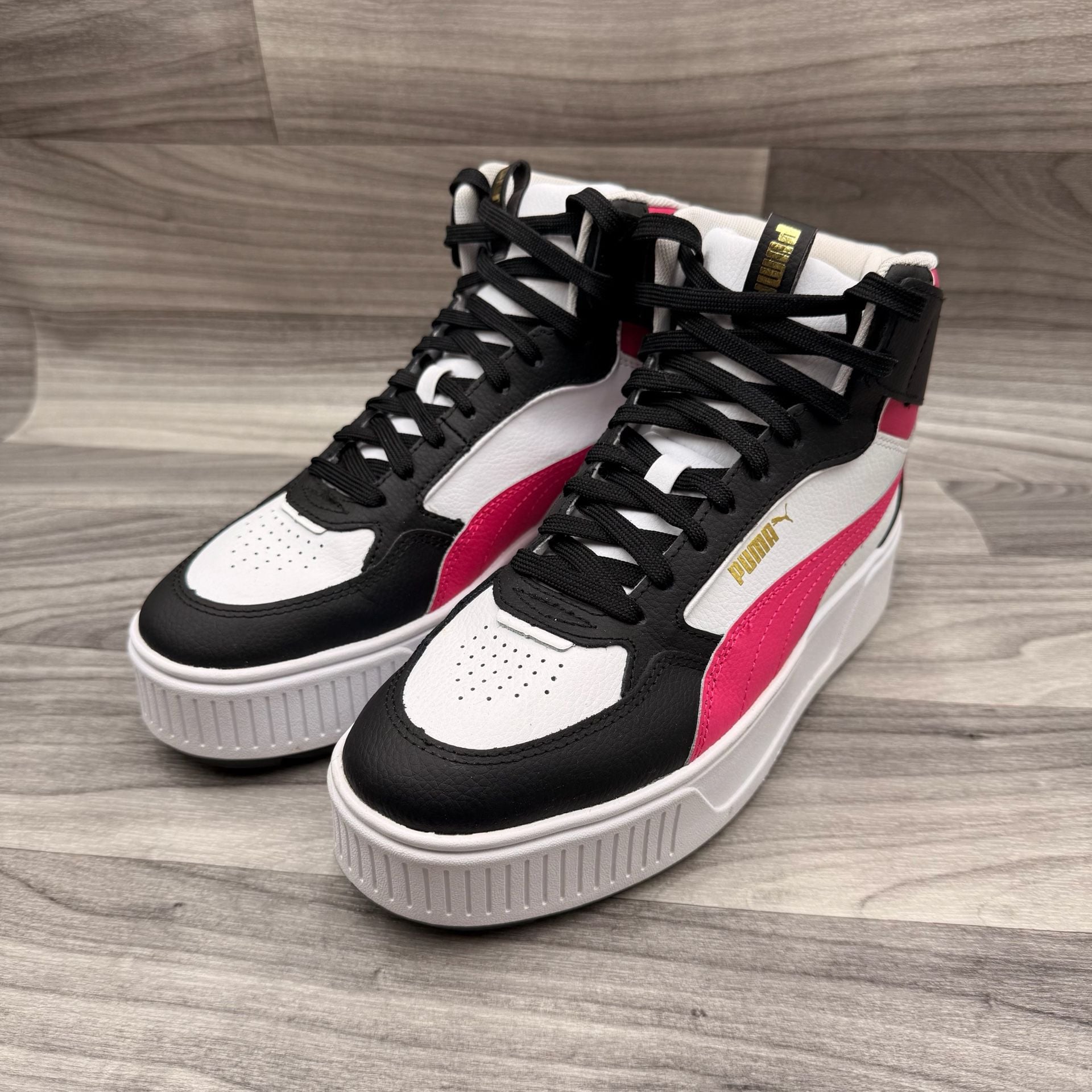 Puma Karmen Rebelle Mid Platform Women's White Black Fuchsia Sneakers 8