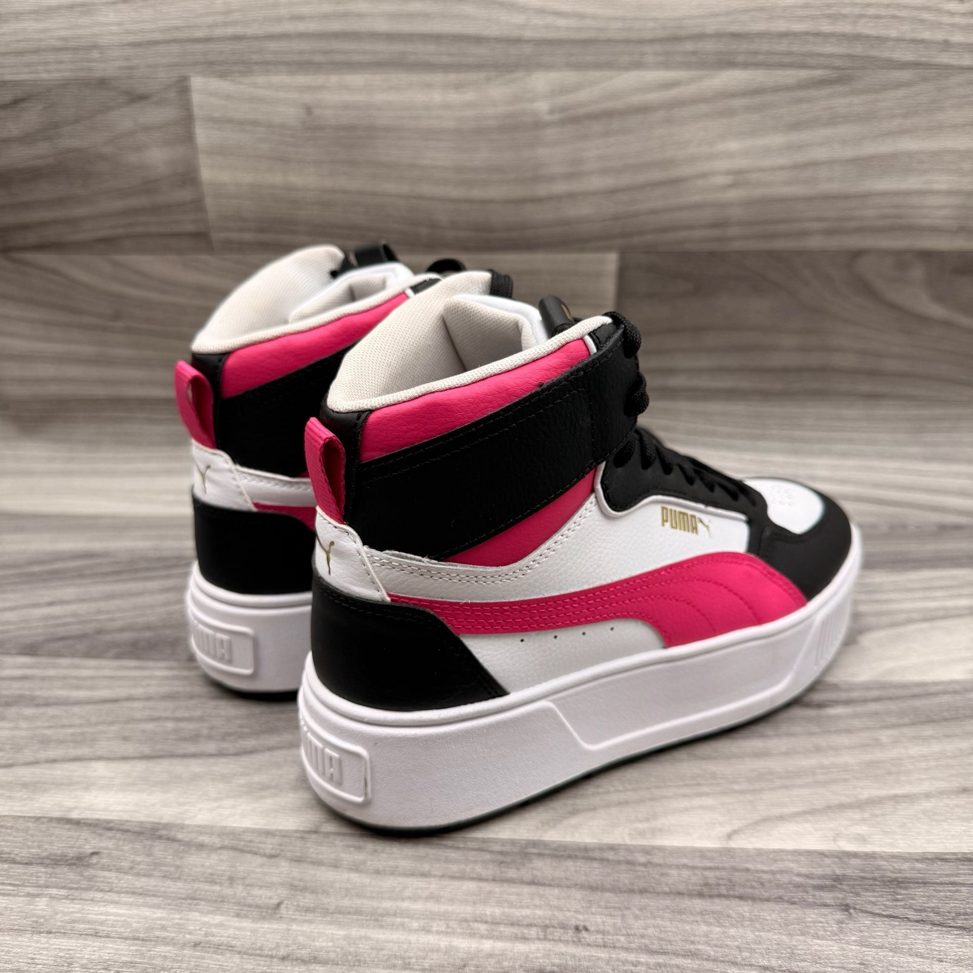 Puma Karmen Rebelle Mid Platform Women's White Black Fuchsia Sneakers 12