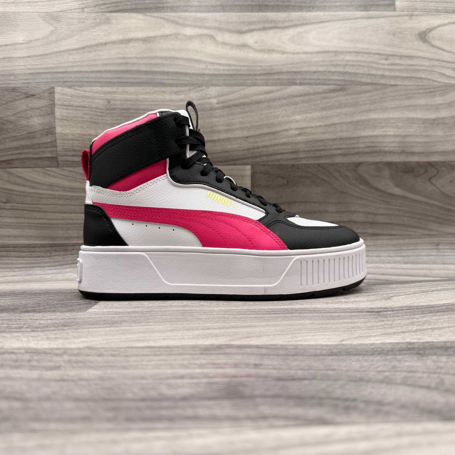 Puma Karmen Rebelle Mid Platform Women's White Black Fuchsia Sneakers 14