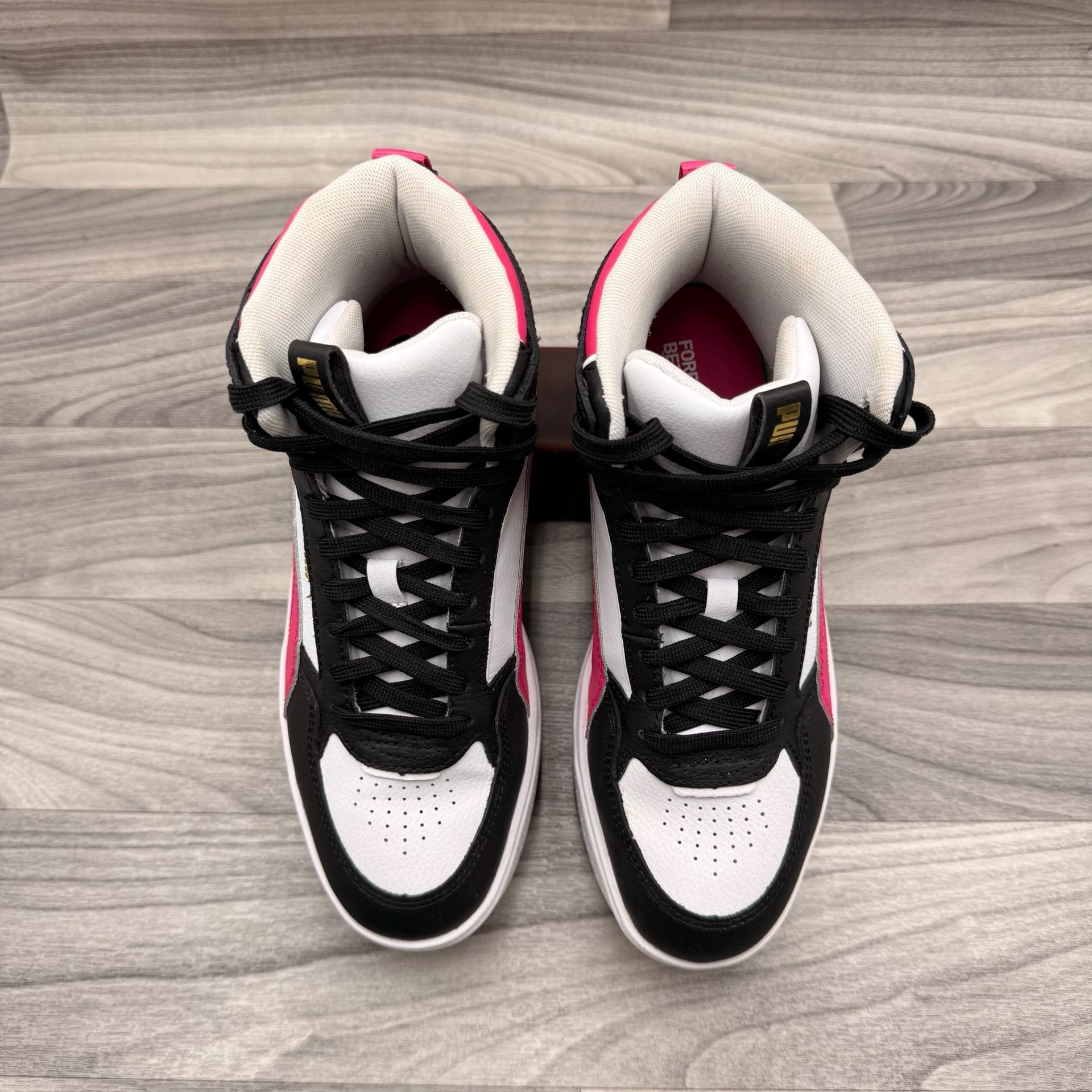 Puma Karmen Rebelle Mid Platform Women's White Black Fuchsia Sneakers 15