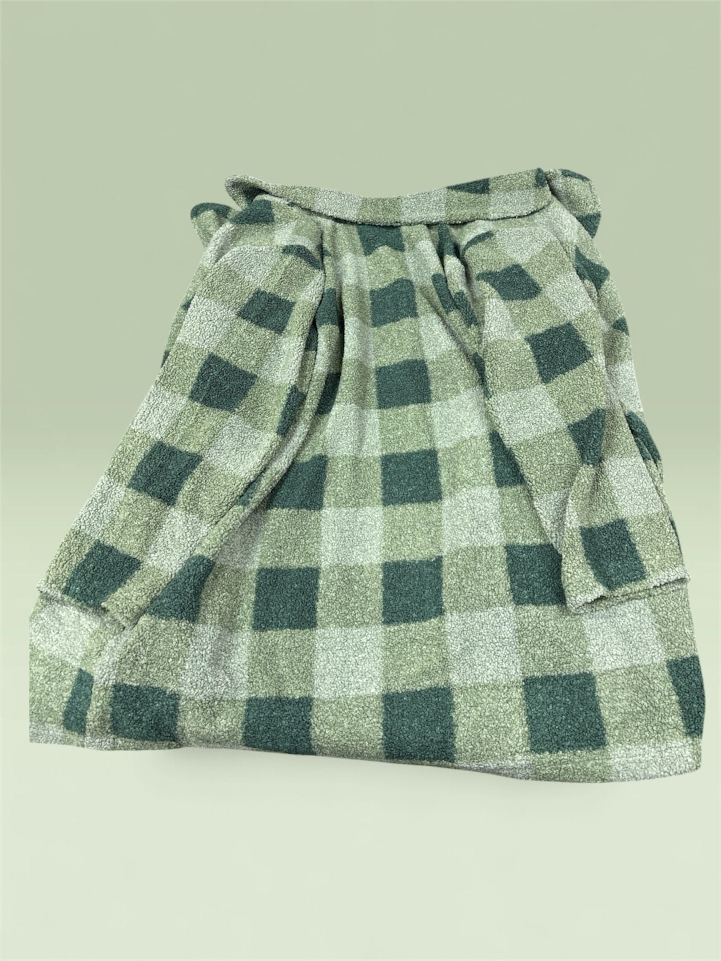 Joan Rivers Green Plaid Buffalo Check Sherpa Fleece Button-Up Shacket Jacket 3X 3