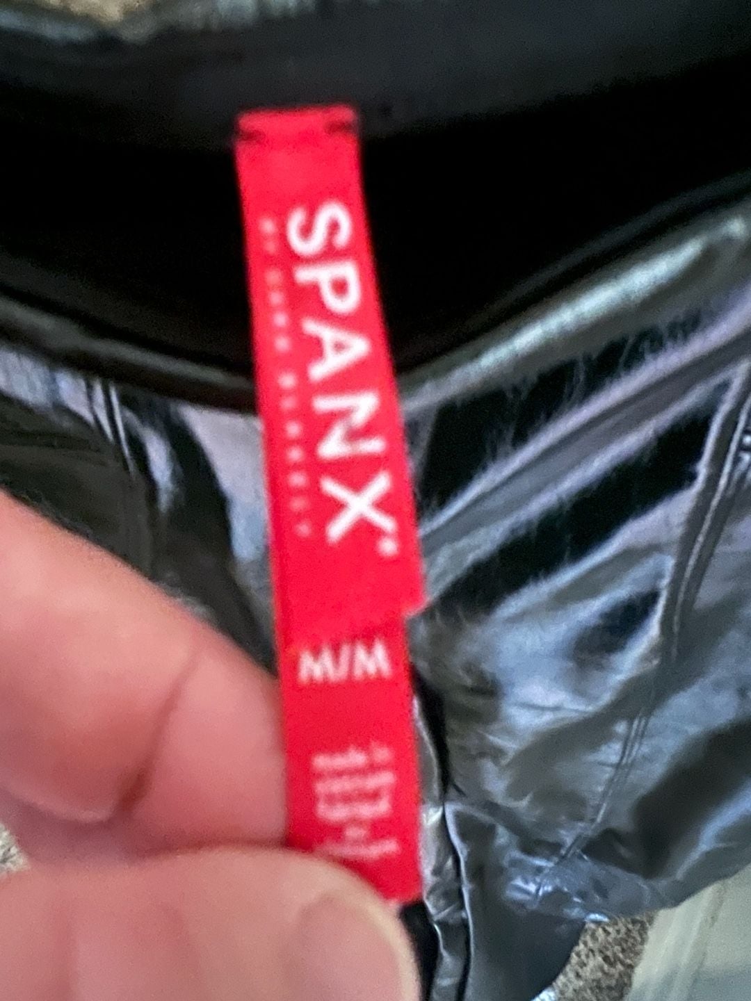 Spanx Black Faux Patent Leather Leggings Size M 5