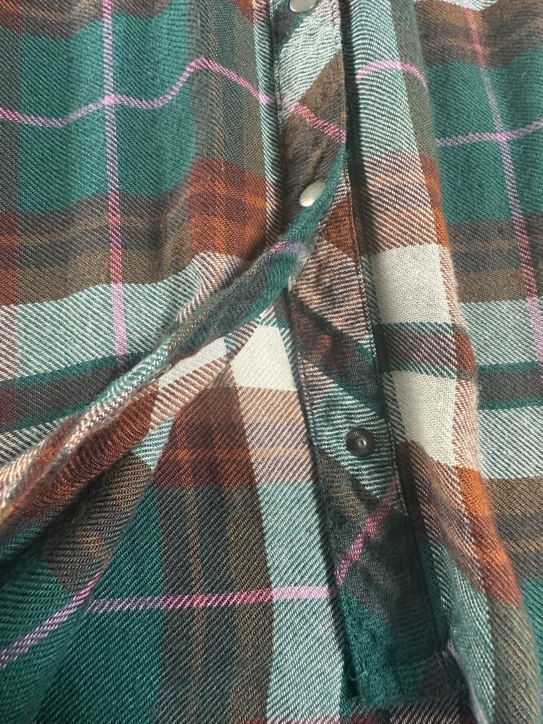 Kut From The Kloth Plaid Long Sleeve Button Down Shirt Size M Green Brown 4