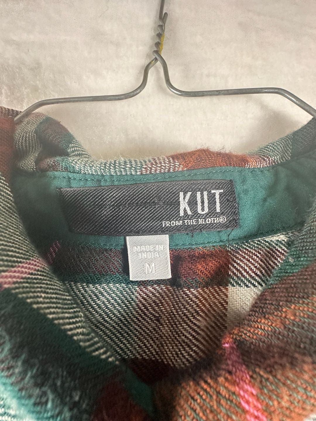 Kut From The Kloth Plaid Long Sleeve Button Down Shirt Size M Green Brown 5