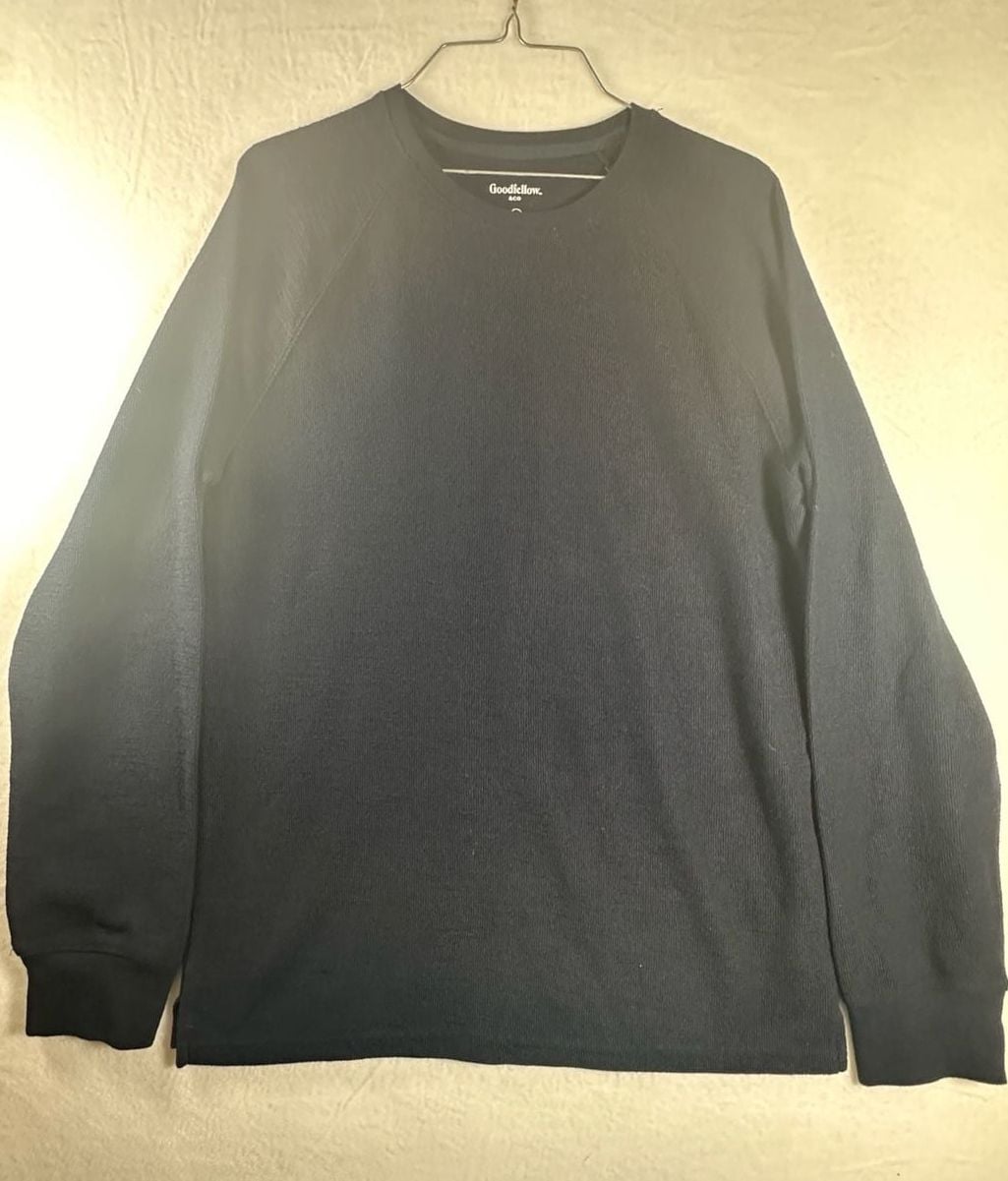 Goodfellow & Co Men's Thermal Waffle Knit Long Sleeve Crew Neck Top Medium Navy Blue 2