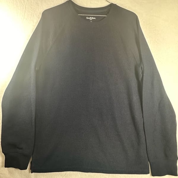 Goodfellow & Co Men's Thermal Waffle Knit Long Sleeve Crew Neck Top Medium Navy Blue