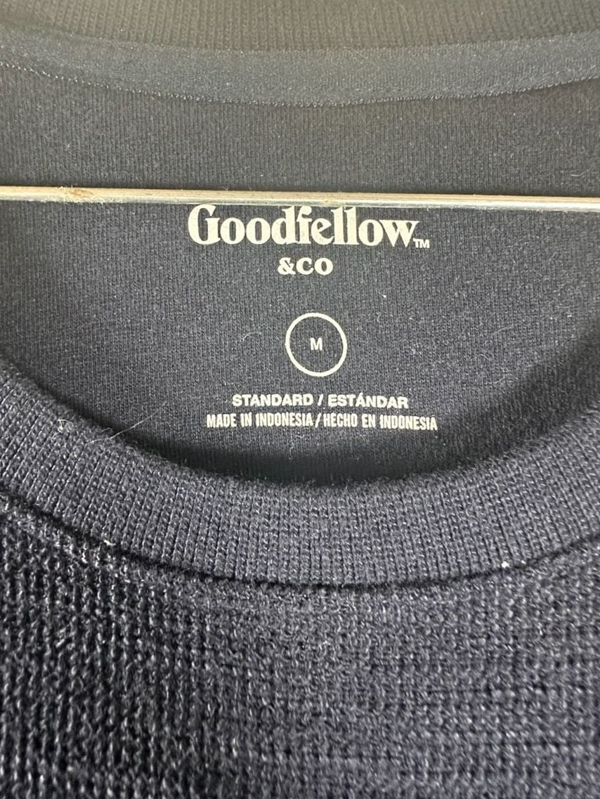 Goodfellow & Co Men's Thermal Waffle Knit Long Sleeve Crew Neck Top Medium Navy Blue 4