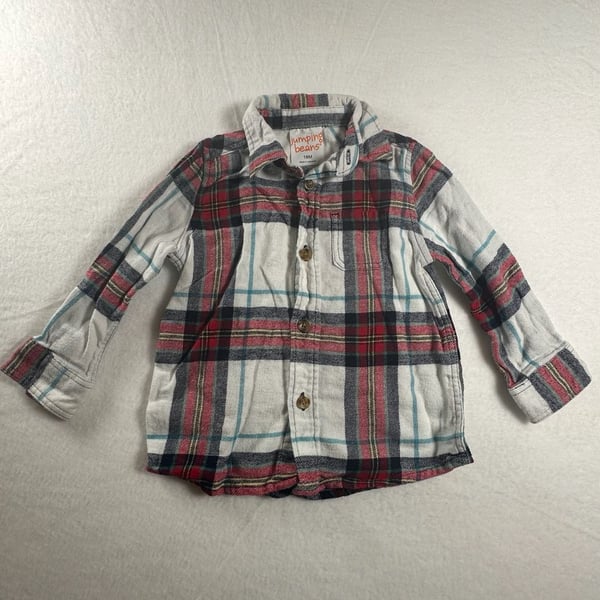 Jumping Beans Toddler Boys Long Sleeve Plaid Flannel Button Down Shirt Size 18M