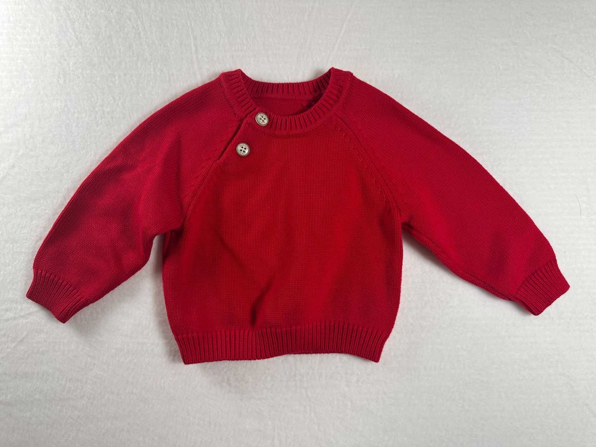 pureborn Red Cotton Knit Pullover Sweater with Shoulder Buttons US 6M 2