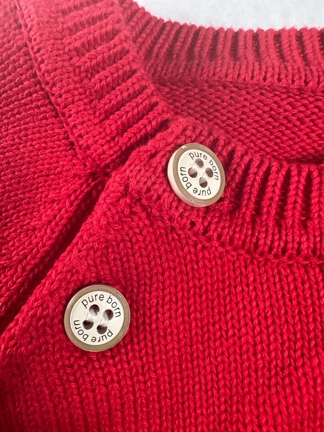 pureborn Red Cotton Knit Pullover Sweater with Shoulder Buttons US 6M 3