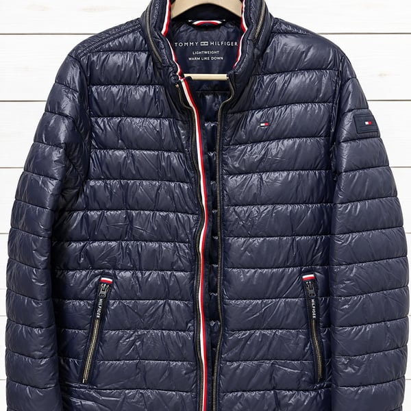 Tommy Hilfiger Men's Lightweight Warm Like Down Puffer Jacket Navy Blue Size S