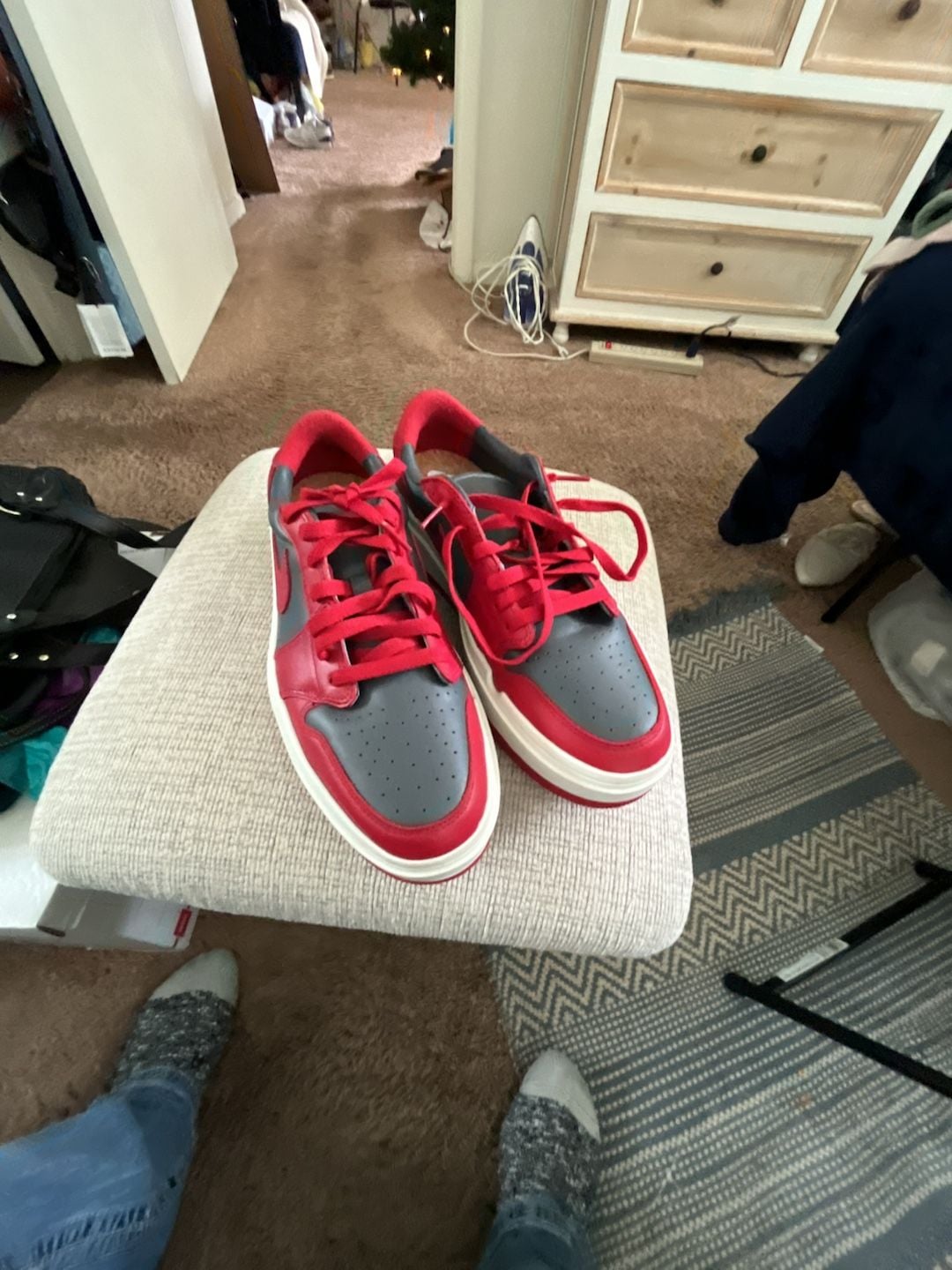 Nike Air Jordan 1 Elevate Low Dark Grey and Varsity Red Sneakers 7