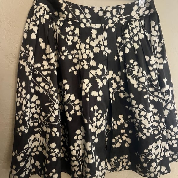 Anthropologie Moulinette Soeurs A-Line Cotton Silk Inked Flora Skirt Size 2
