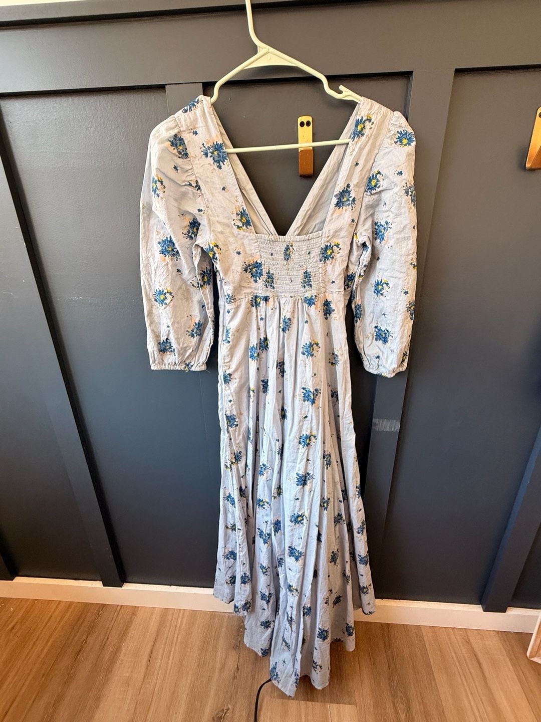 Free People Sea Glass Midi Dress Women's Blue Combo Floral maxi s-0 2