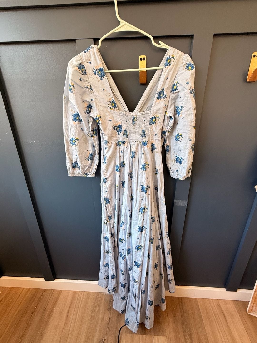 Free People Sea Glass Midi Dress Women's Blue Combo Floral maxi s-0 3