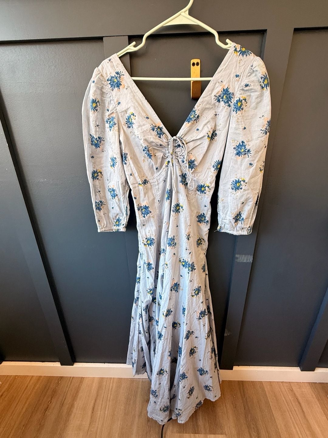 Free People Sea Glass Midi Dress Women's Blue Combo Floral maxi s-0 4