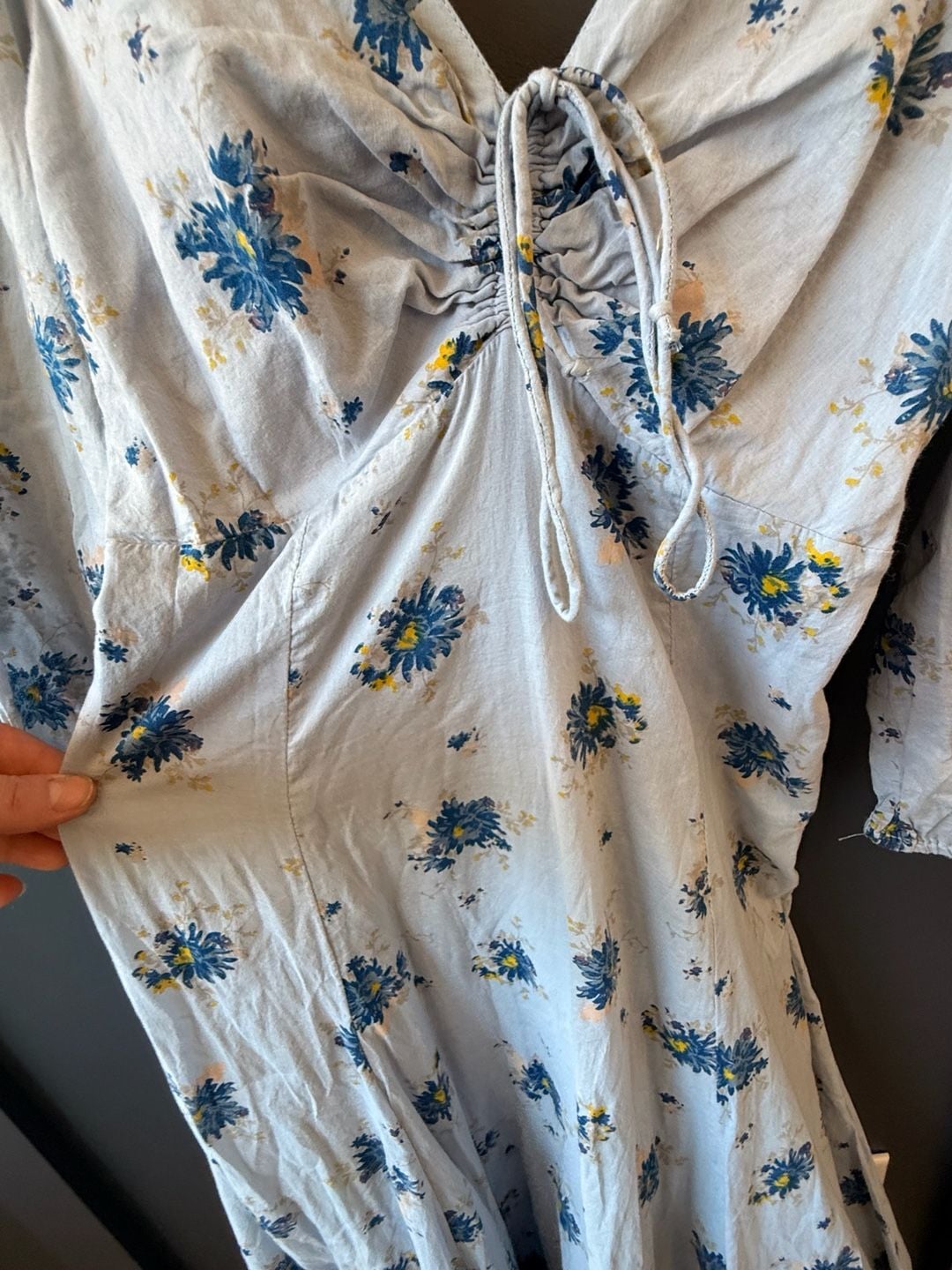 Free People Sea Glass Midi Dress Women's Blue Combo Floral maxi s-0 6